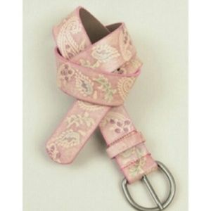 Pink Leaf Print Belt